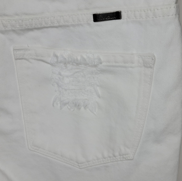KanCan You Only Live Once White Denim Distressed High Rise Shorts Size Medium - Picture 8 of 8